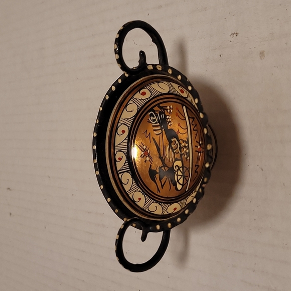 Vintage Hand Made Mini Copper Painted Dish with Handles - Picture 3 of 16